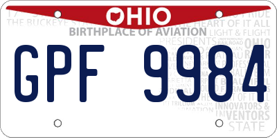 OH license plate GPF9984
