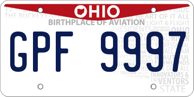 OH license plate GPF9997