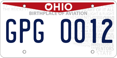 OH license plate GPG0012