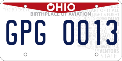 OH license plate GPG0013