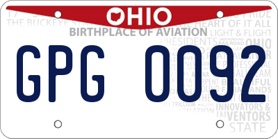 OH license plate GPG0092