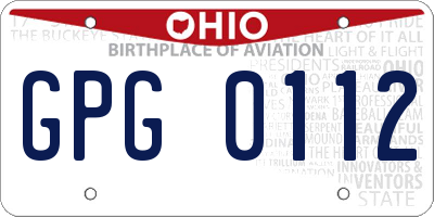 OH license plate GPG0112