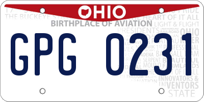 OH license plate GPG0231