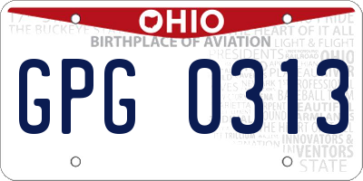 OH license plate GPG0313