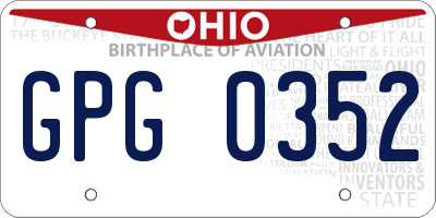 OH license plate GPG0352