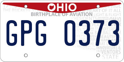 OH license plate GPG0373