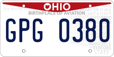 OH license plate GPG0380