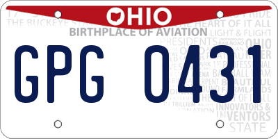 OH license plate GPG0431