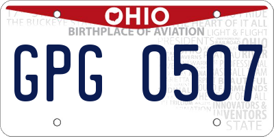 OH license plate GPG0507
