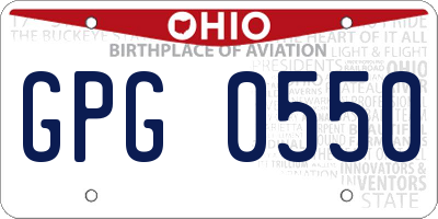 OH license plate GPG0550