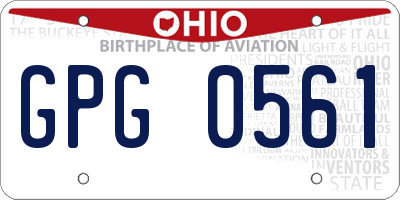OH license plate GPG0561