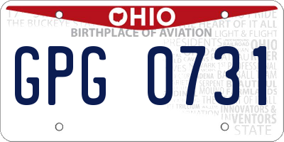 OH license plate GPG0731