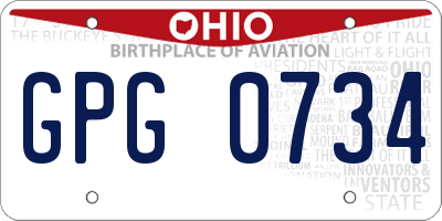 OH license plate GPG0734