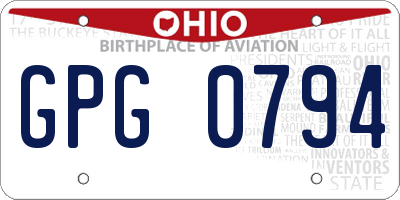 OH license plate GPG0794