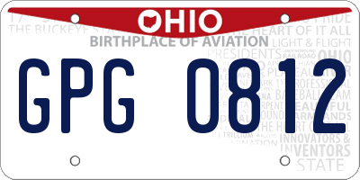 OH license plate GPG0812