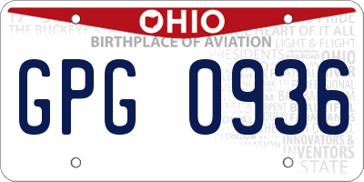 OH license plate GPG0936