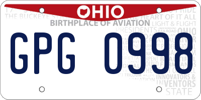 OH license plate GPG0998