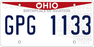 OH license plate GPG1133