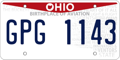 OH license plate GPG1143