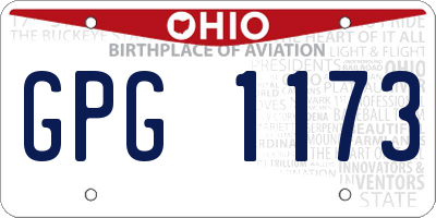 OH license plate GPG1173