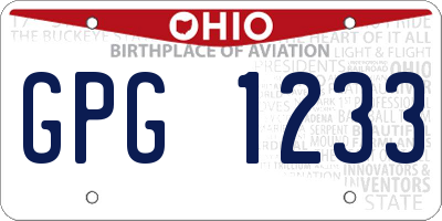 OH license plate GPG1233
