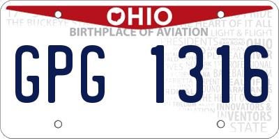 OH license plate GPG1316