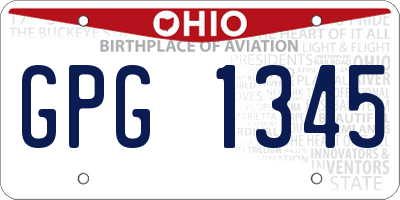 OH license plate GPG1345