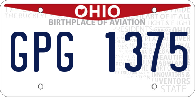 OH license plate GPG1375