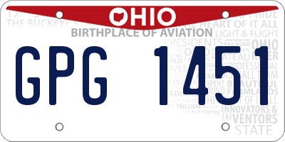 OH license plate GPG1451