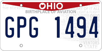 OH license plate GPG1494
