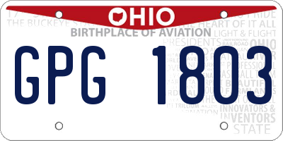 OH license plate GPG1803