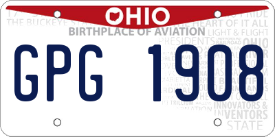 OH license plate GPG1908