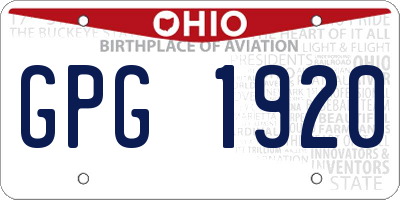 OH license plate GPG1920