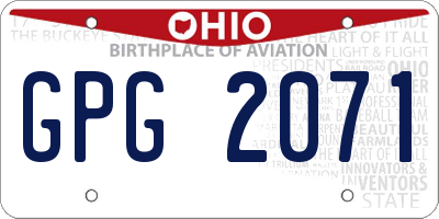 OH license plate GPG2071