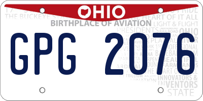 OH license plate GPG2076