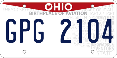 OH license plate GPG2104