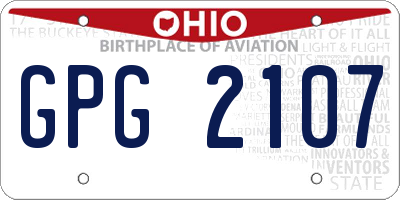 OH license plate GPG2107