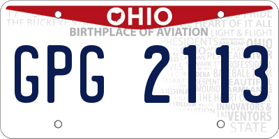 OH license plate GPG2113