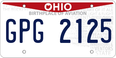 OH license plate GPG2125