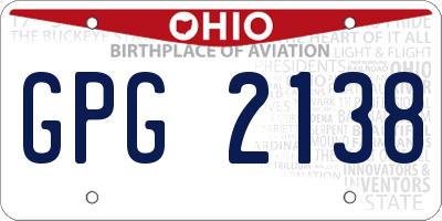 OH license plate GPG2138
