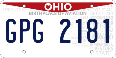 OH license plate GPG2181
