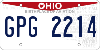 OH license plate GPG2214