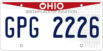 OH license plate GPG2226