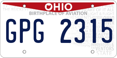 OH license plate GPG2315