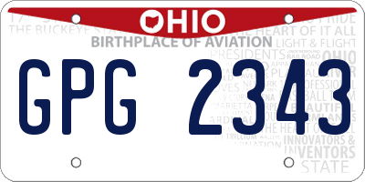 OH license plate GPG2343