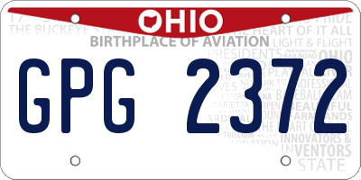 OH license plate GPG2372