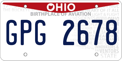 OH license plate GPG2678