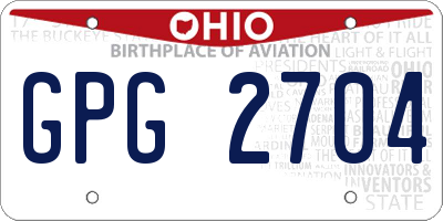 OH license plate GPG2704
