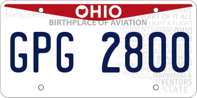 OH license plate GPG2800