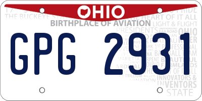 OH license plate GPG2931